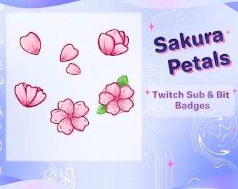 Sakura Petals Twitch Sub & Bit Badges// 6 Cute Pink Sakura Buds // Cherry Blossom Loyalty Badge Pack for Twitch Affiliates/ Partners