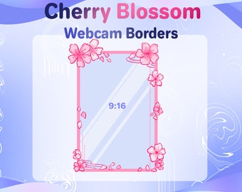 Cherry Blossom Vertical Webcam Border for Twitch // 9:16 Sakura Webcam Frames // OBS Webcam Blossom Frame for Twitch Streamers