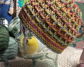 Gehäkelte Waffelstich Beanie