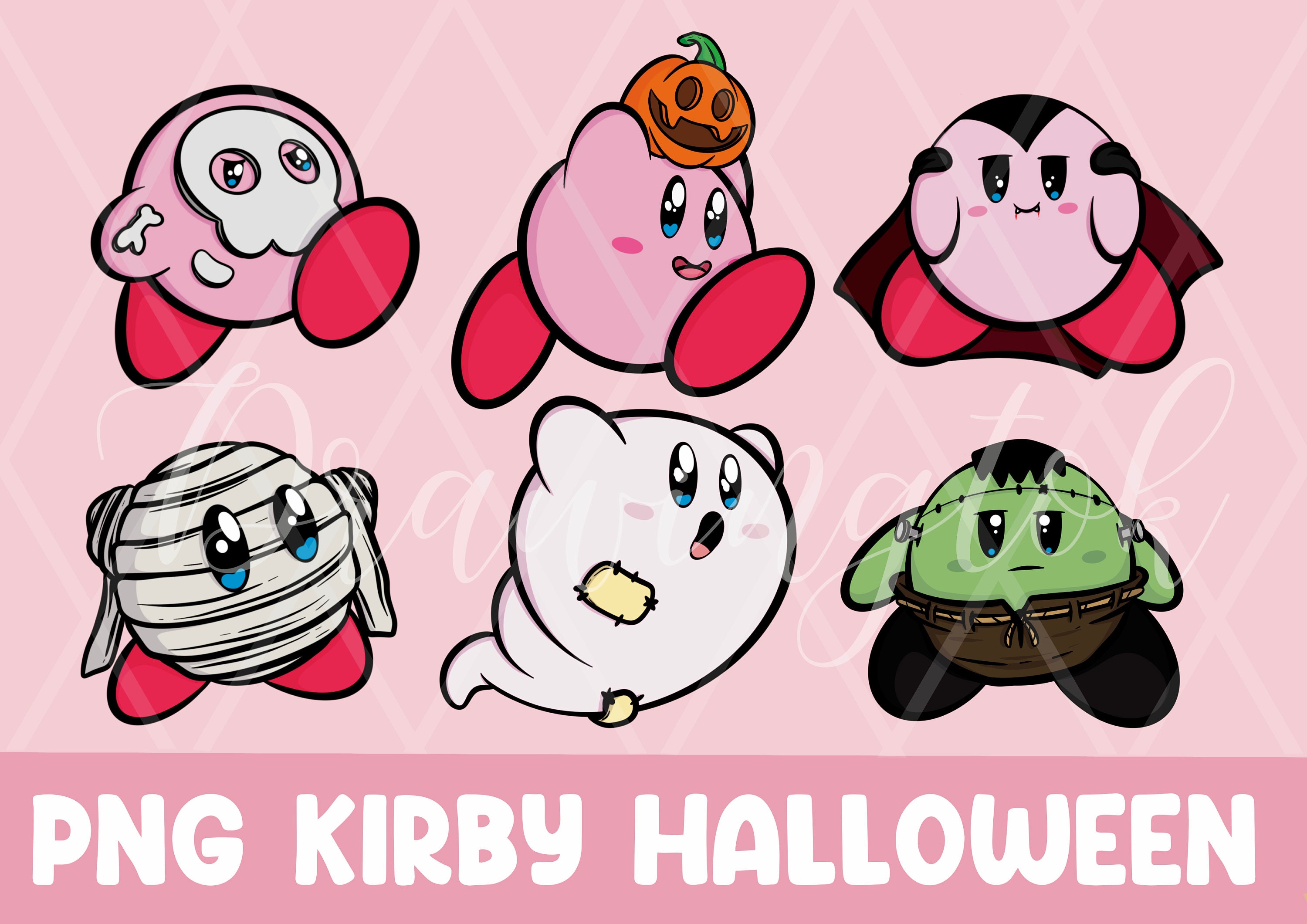 Anime Kirby Halloween Clipart Png Clip Art Set Instant Etsy New Zealand
