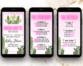 Scottsdale Bachelorette Itinerary Template | iPhone Template | Editable in Canva | Printable | Digital Download