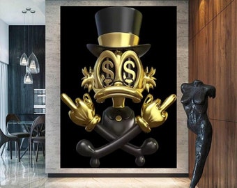 Scrooge McDuck GOLD & DOLLARS EYES - Printable art Contemporary art Wall art Office wall art Modern digital art Inspirational wall art