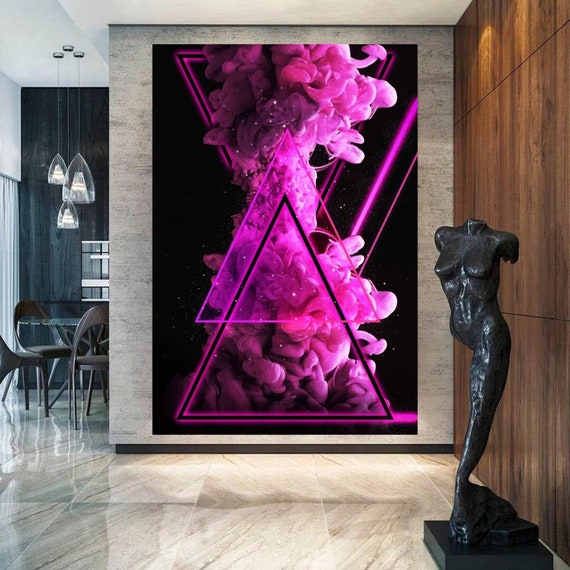Abstract Art Pink Triangle Quadro Da Decorazione, Quadro Da Ufficio, Quadro  Da Soggiorno, Decoration Office, Home Art Deco, Arte Muraria 