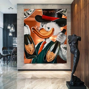 Cheers to Success! Scrooge McDuck Artwork - Contemporary art Wall art Office wall art Modern art Inspirational wall art statement art