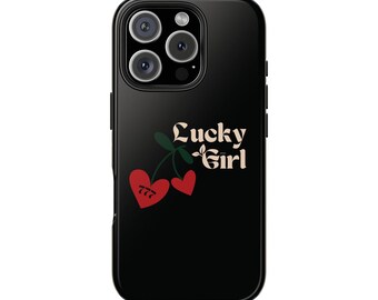Funda para iPhone, funda para iPhone 16 Pro, funda para teléfono Lucky Girl, fundas protectoras resistentes para teléfono, estética Lucky Girl