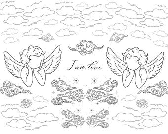 Valentines Day Coloring Sheet, Stress Relief, Galentines Day, Positive Affirmations (digital download)