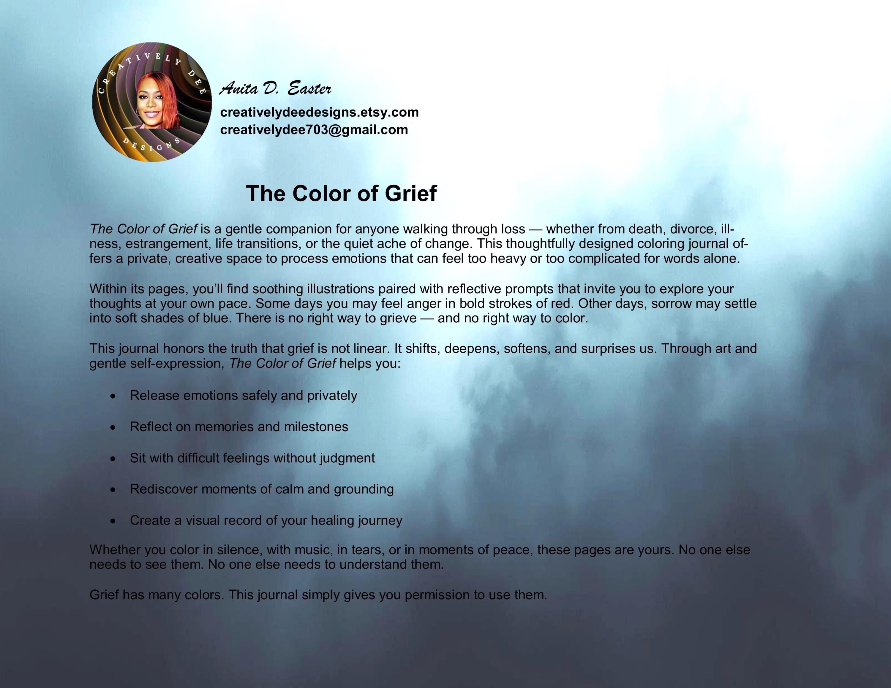 Grieve Color The Color of Grief Coloring Journal/coping With Loss Coloring Book ...