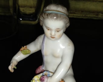 Meissen Boy With Flower Basket Porcelain Figurine, 1880. - Etsy
