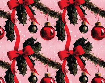 Pink Vintage Christmas Wrapping Paper