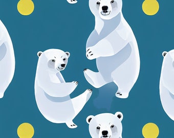 Blue Winter Wrapping Paper With Polar Bears