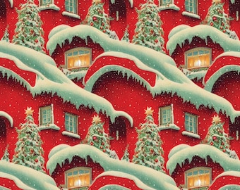 Red Vintage Christmas Wrapping Paper