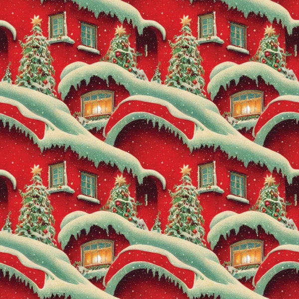 Red Vintage Christmas Wrapping Paper