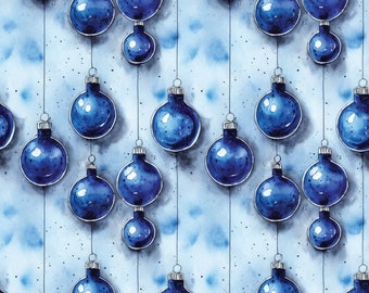 Blue Wrapping Paper: Christmas Ornaments