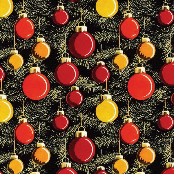 Retro Holiday Wrapping Paper: Christmas Ornaments