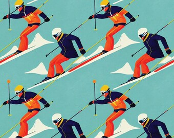 Blue Wrapping Paper: Ski