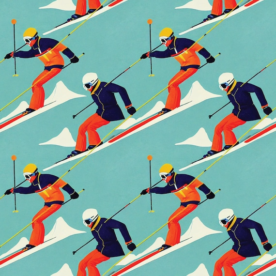 Blue Wrapping Paper: Ski