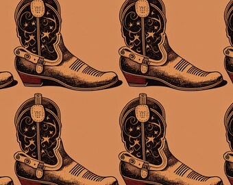 Retro Cowboy Boot Wrapping Paper | Western Gift Wrap Sheets