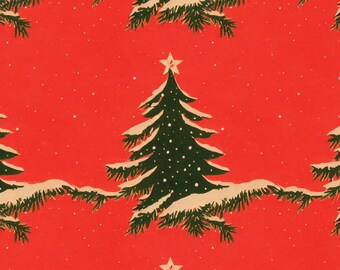 Christmas Tree Wrapping Paper | 1950s Holiday Gift Wrap | Vintage Christmas