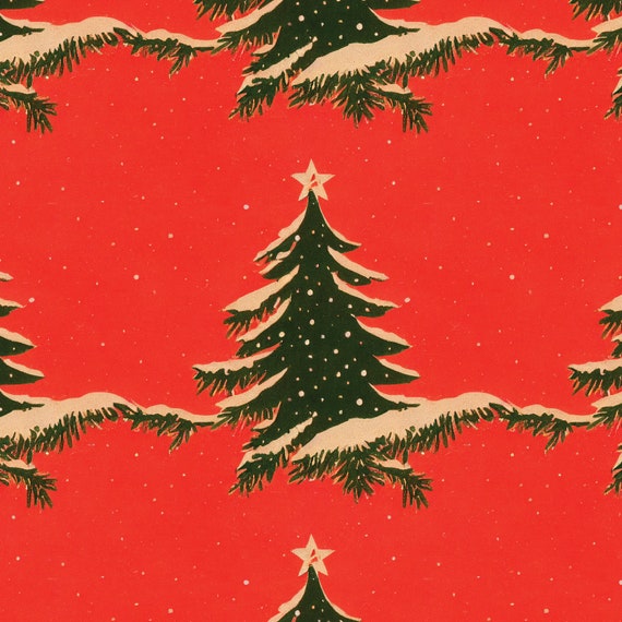 Christmas Tree Wrapping Paper - Red Simple Classic Evergreen Gift