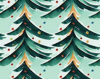 Green Wrapping Paper: Christmas Trees
