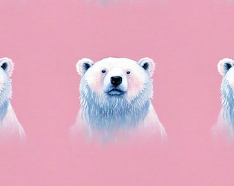 Pink Polar Bear Holiday Wrapping Paper: Retro Christmas Gift Wrap