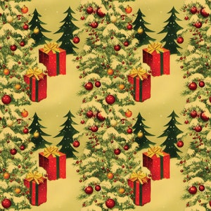Yellow Vintage Christmas Wrapping Paper