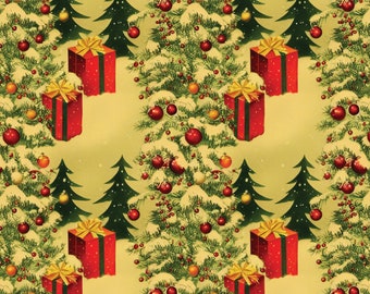 Yellow Vintage Christmas Wrapping Paper