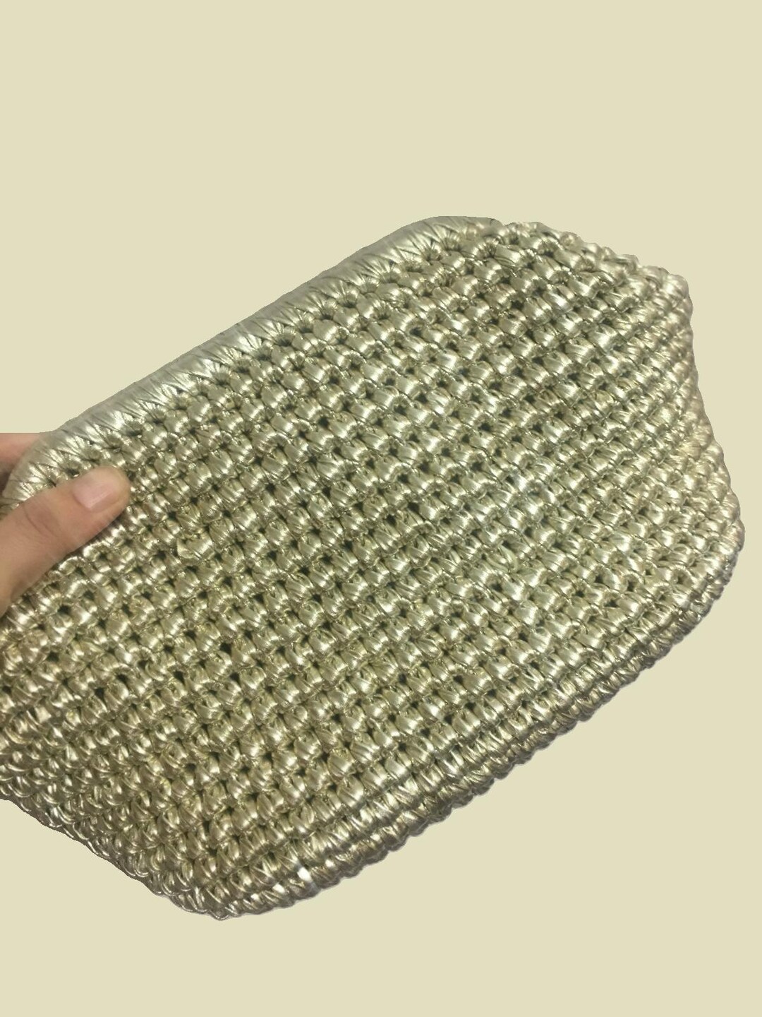 Leather Metallic Yarn Purse Frame Bag Handmade Crochet - Etsy