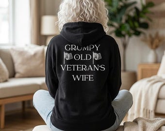Grumpy Old Veteran's Wife hoodie met rits | Ontwerp militaire vlag