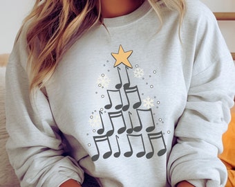 Music Teacher Christmas Sweatshirt: Xmas Tree Notes