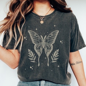 Moth Shirt Luna Moth Fairy Grunge Moth T Shirt Butterfly Top Luna Moth Shirt Whimsigoth Clothing Fairycore Clothing Celestial Shirt Witchy