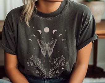 Moon Phase Moth Shirt: Fairy Grunge Whimsigoth Top