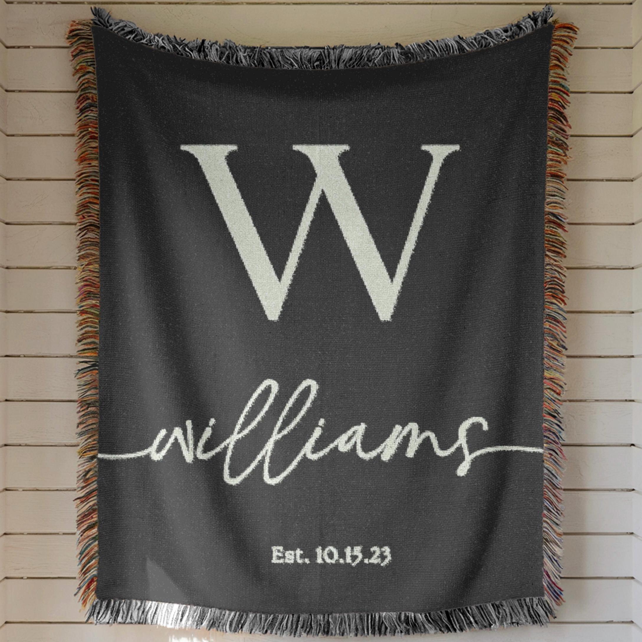 Personalized Throw Blanket Cotton Anniversary Gift Established Date Wedding Gift Second Anniversary Gift for Wife Gift for Couples Initial