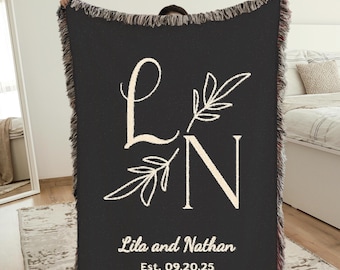 Personalized Wedding Blanket: Cotton Anniversary Gift with Names