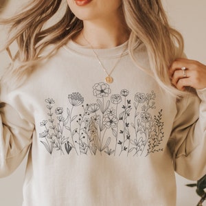 Wildflower Print Sweatshirt: Floral Crewneck Sweater