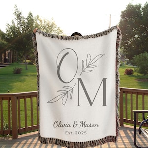 Wedding Anniversary Gifts Custom Blanket With Names Bridal Shower Gift for Newlyweds Personalized Throw Gift for Couples Wedding Blanket