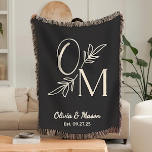 Wedding Anniversary Gifts Custom Blanket With Names Bridal Shower Gift for Newlyweds Personalized Throw Gift for Couples Wedding Blanket