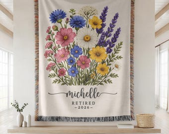 Personalized Retirement Gifts for Women Custom Gift for Her Retirement Blanket Coworker Farewell Present Woman Retirement Gift Woven Throw