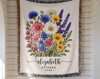 Retirement Gifts for Mom, Personalized Retirement Blanket for Women, Custom Teacher Nurse Employee Throw Blanket, Farewell Gift for Coworker