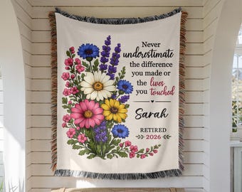 CUSTOM Retirement Blanket, Personalized Gift for Women, Coworker Retirement Gifts for Her, Teacher Mom Sentimental Throw Blanket