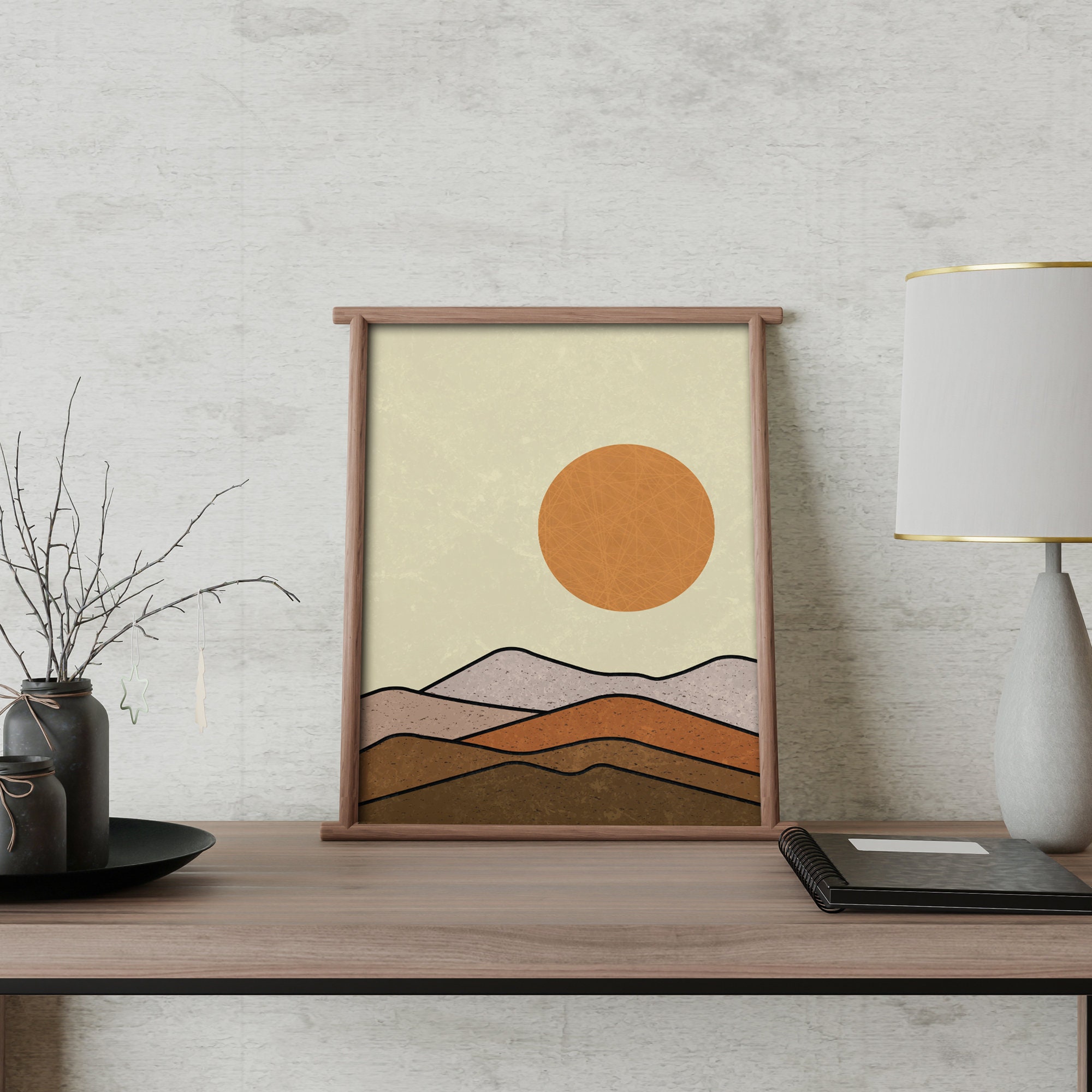 Sun and Moon Printable Digital Art - Set of 2 - Sun Moon
