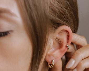 Hexagon Huggie Earrings