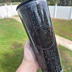 Black Starbucks Snowglobe Tumbler • Black Rhinestone Snow Globe Starbucks Tumbler