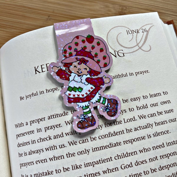 Strawberry Girl Magnetic Bookmark, Strawberry Girl Bookmark, Reading Accessory, Book Gift, Cute Bookmark, Unique Bookmark, Personalized Book