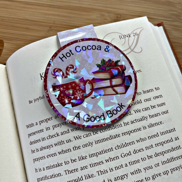 Christmas Themed Bookmark, Hot Cocoa Magnetic Bookmark, Reading Accessory, Book Gift, Cute Bookmark, Unique Bookmark, Personalized Bookmark