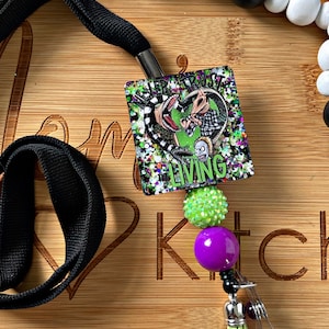 Beetlejuice inspired Retractable Lanyard- Beetle Juice Lanyard-Never trust the living Halloween lanyard- Teacher Gift-