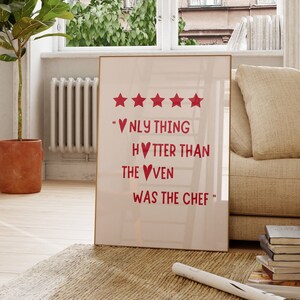 Kitchen Wall Art Print-Aesthetic Kitchen Decor-Chef Art Print-Minimalist Heart Print-Cute Cooking Art-Digital Download-Funny Chef Poster Art