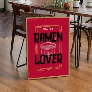 Ramen Lover Print-Retro Japanese Ramen Art Poster-Kitchen Food Decor-Cute Trendy Wall Art-Digital Download-Noodles Print-Kitchen Decor
