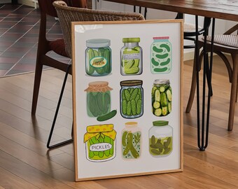 Pickle Lover Print-Pickle Gifts-Funny Kitchen Wall Decor-Food Art-Housewarming Present-Quirky Posters-Pickle Poster-Digital Printable Art