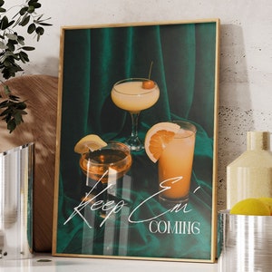 Keep Em Coming Print-Bar Warenkorb Kunst-Trendy Wand Kunst Drucke-Cocktail Wand Kunst-Preppy Wand Kunst-Retro Print-Cheers Kunstdruck-Süße Girly Wand Kunst